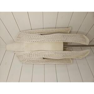 Artelier by Nicole Miller large cream loose knit hooded long cardigan